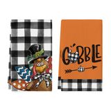 Toalhas De Cozinha Artoid Mode Buffalo Plaid Turkey, Conjunto De 2