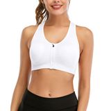 Sutiã Esportivo Florata Com Zíper Frontal, Sem Costura, Acolchoado, Branco