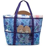 Bolsa De Praia De Malha Cor F, Bolsa De Praia De Grandes Dimensões Para Mulheres, Azul