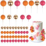 Decorações De Bolo: Corner Lace Ball, 52 Peças, Rosa, Dourado, Laranja