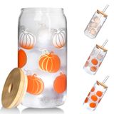 Copos De Vidro Anotion Fall Color Changing Com Tampas E Canudos De 500 Ml