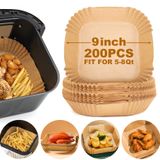 Forros De Papel Para Fritadeira Air Fryer Descartáveis 200 Unidades Quadradas De 23 Cm
