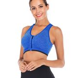 Sutiã Esportivo Florata Com Zíper Frontal, Sem Costura, Azul, Feminino