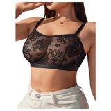 Sutiã Soly Hux Floral Lace Sheer Wireless Plus Size Feminino Preto