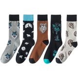 Meias Redondas Angelteers Cute Animal Para Mulheres, 5 Pares De Algodão