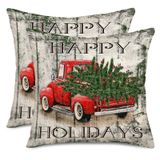 Capas De Travesseiro Easternproject Merry Christmas Red Truck 45x45cm