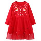 Vestido De Algodão Hongshilian Para Meninas, Manga Comprida, 3t-12y, Casual