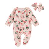 Roupa De Natal Para Menina Eadrioss Waffle Candy Romper 6-12m
