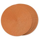Placemats Funwheat, Redondo Trançado, Conjunto De 6, Laváveis, 33 Cm, Laranja