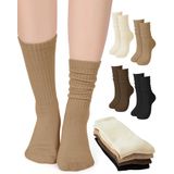 Meias Slouch Zoooyawn, 4 Pares De Meias Folgadas De Algodão Com Nervuras