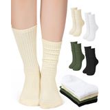 Meias Slouch Zoooyawn, 4 Pares De Algodão, Folgadas, Caneladas, Empilhadas