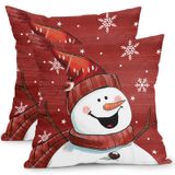 Capas De Travesseiro Kawani Winter Red Snowman 40x40cm Conjunto De 2