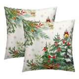 Capas De Travesseiro Wnoesat Christmas Tree 45x45cm Conjunto De 2 Algodões