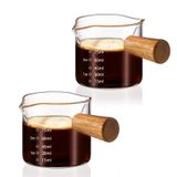 Copos De Café Expresso Yarramate 100ml De Vidro Transparente Com Alça De Madeira, Pacote Com 2 Unidades