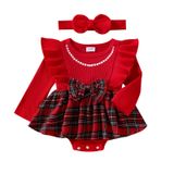 Roupa De Natal Para Menina: Vestido De Veludo Com Babados Fiomva