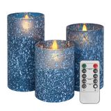 Velas Sem Chama Mingfuxin Blue Glass Com Controle Remoto E Conjunto De Temporizador 3