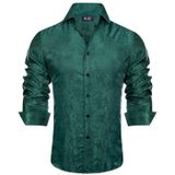 Camisa Social Masculina Hi-tie, Manga Comprida, Ajuste Regular, Seda Verde