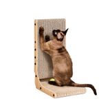 Papelão Cat Scratcher Eheyciga Em Forma De L Com Brinquedo De Bola De 48 Cm