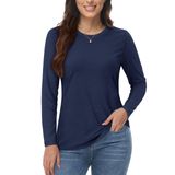 Camiseta Feminina Yucolen De Manga Comprida Tamanho Azul Marinho Grande