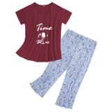 Conjunto De Pijamas, Tendências Americanas, Pijamas Femininos, Estampa De Taça De Vinho