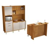 Cozinha 3 Peças Loft Gourmet Imperatriz 100% Mdf Nesher Freijó Com Off White
