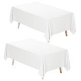Toalha De Mesa Fixwal, Tecido De Poliéster Branco, 152x259cm, Pacote Com 2