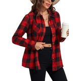 Camisa De Flanela Kevamolly Xadrez De Manga Comprida, Solta, Xxl, Feminina