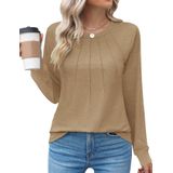 Blusa Kistore De Manga Comprida Plus Size, Folgada, Marrom, Xxl, Feminina