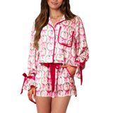 Conjunto De Pijamas De Natal Faretumiya, Gravata Borboleta Feminina, Rosa, Tamanho L