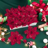 Flores De Natal Artificiais Alupssuc Red Glitter 15 Cm 20 Unidades