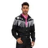 Camisa Cowboy Cowboy Saxcdyi Western Fringe Para Homens Preta M
