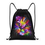 Mochila Com Cordão Pazacon Colorful Cat Para Ginástica E Viagens