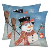 Capas De Travesseiro Fukeen Merry Christmas Snowman 50 Cm X 50 Cm, Pacote Com 2