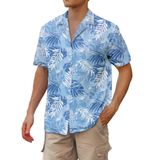 Camisa Cromoncent Havaiana De Manga Curta Para Homens Azul Xxl
