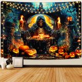 Tapeçaria Invibler Halloween Skull Horror Pumpkin 150x210cm