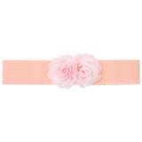 Cinto Feminino Elerevyo, Grande, De Flores Duplas, Elástico, Rosa Claro