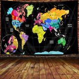 Tapeçaria Jawo World Map Com Países E Grandes Cidades 230x180cm