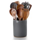 Porta-utensílios Nucookery Ceramic 6,4 Cm Cinza Para Bancada