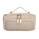 Bolsa De Maquiagem De Viagem Cessfle White Chemed Leather Para Mulheres