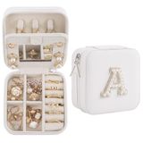 Caixa De Joias Nymtavia Pearl Initial Travel Leather À Prova D&#39;água