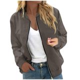 Jaqueta Cotecram Casual Outono Inverno Zip Up Bomber Feminina Cinza S