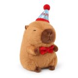 Brinquedo De Pelúcia Ditucu Cute Capivara Com Happy Hat, Laço Vermelho, 23 Cm, Marrom