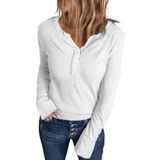 Camisetas Femininas Henley De Manga Comprida Acelitt Brancas Gg
