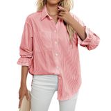 Camiseta Feminina Who In Shop Listrada Com Botões Vermelha E Branca