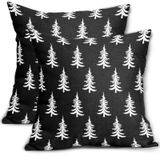 Capas De Travesseiro Aytipun Christmas 45x45cm Preto Branco Árvore De Natal