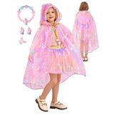Vestido Princess Popsunny Para Meninas De 3 A 6 Anos Com Capa Iluminada
