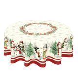 Toalha De Mesa Aportt Christmas Winter Redonda 150cm Poliéster