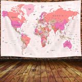 Tapeçaria Jawo World Map Com Países E Grandes Cidades 180x150cm