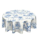 Toalha De Mesa Aportt French Country Vintage Tile Azul 150cm Redonda
