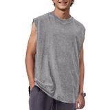 Camiseta Regata Masculina De Algodão Sem Mangas Keepshowing Cinza Tamanho L